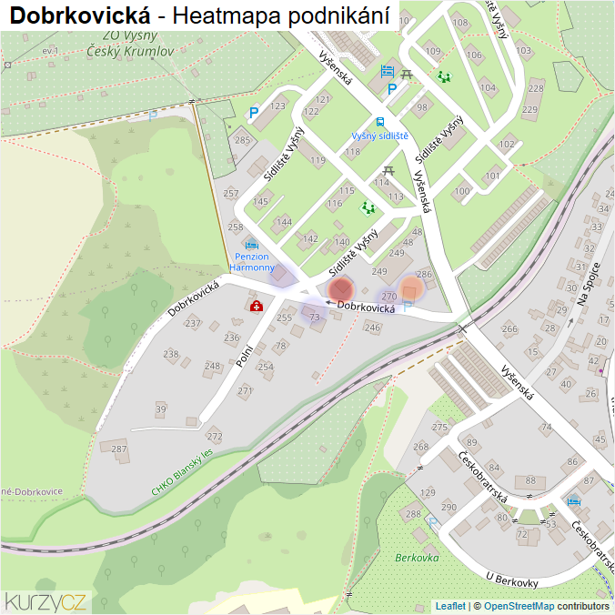 Mapa Dobrkovická - Firmy v ulici.