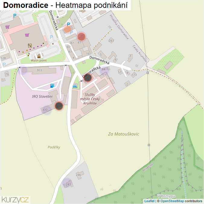 Mapa Domoradice - Firmy v části obce.