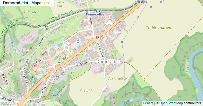 Domoradická - mapa ulice