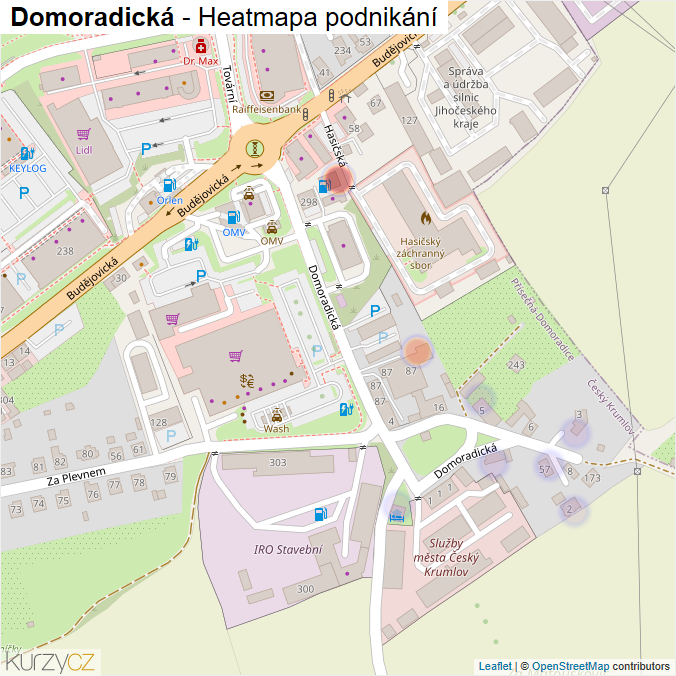 Mapa Domoradická - Firmy v ulici.