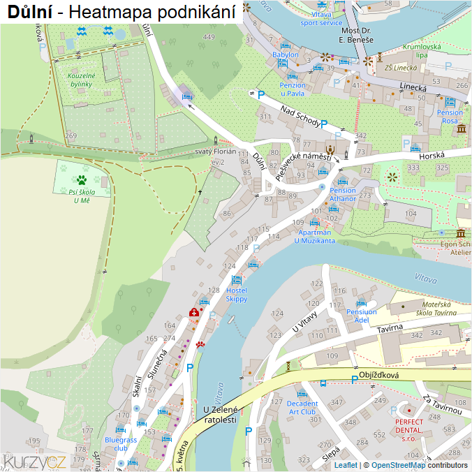 Mapa Důlní - Firmy v ulici.