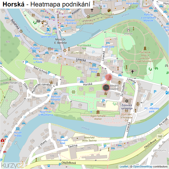 Mapa Horská - Firmy v ulici.