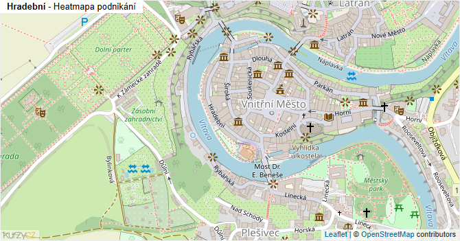 Hradební - mapa podnikání