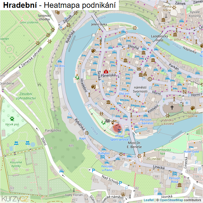 Mapa Hradební - Firmy v ulici.