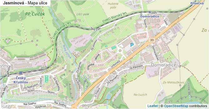Jasmínová - mapa ulice