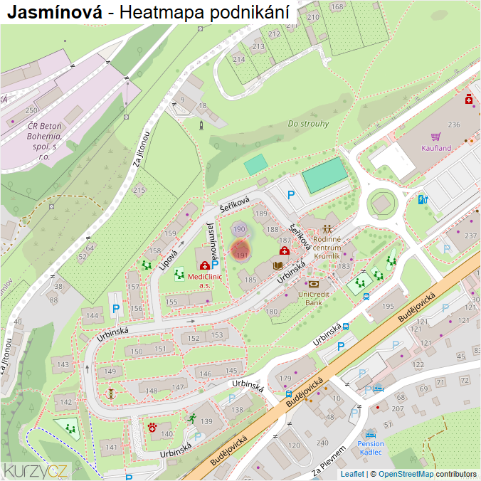 Mapa Jasmínová - Firmy v ulici.