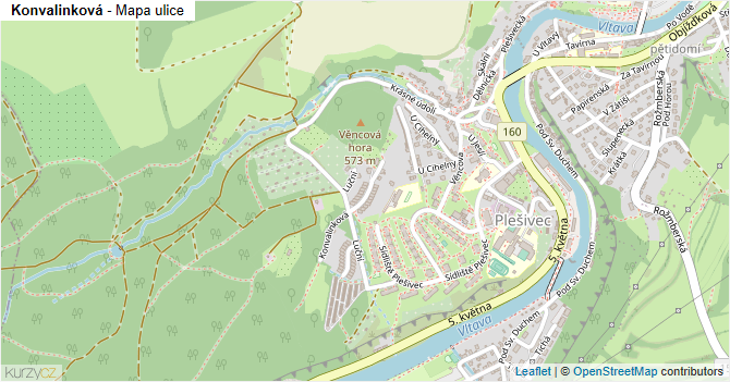 Konvalinková - mapa ulice