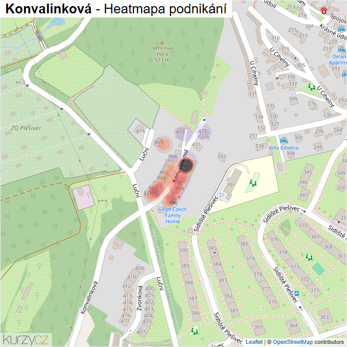 Mapa Konvalinková - Firmy v ulici.