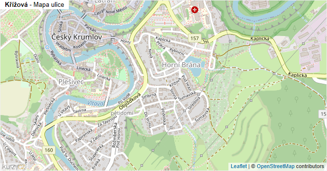 Křížová - mapa ulice