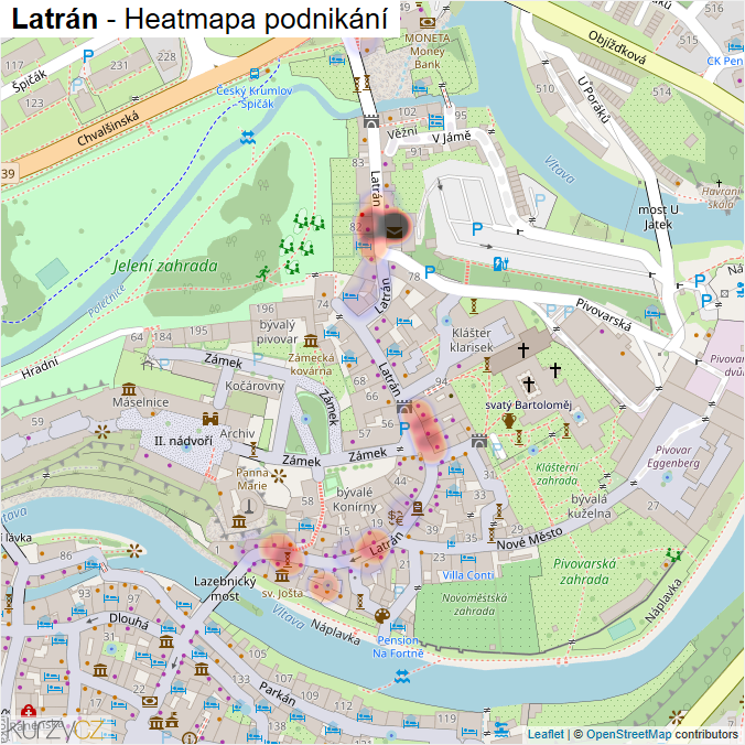 Mapa Latrán - Firmy v ulici.