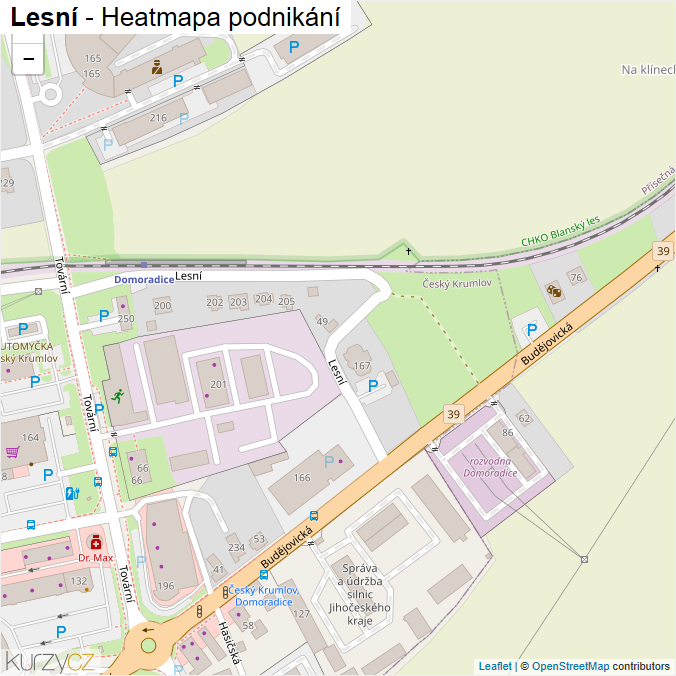 Mapa Lesní - Firmy v ulici.