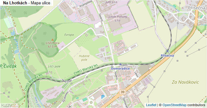 Na Lhotkách - mapa ulice