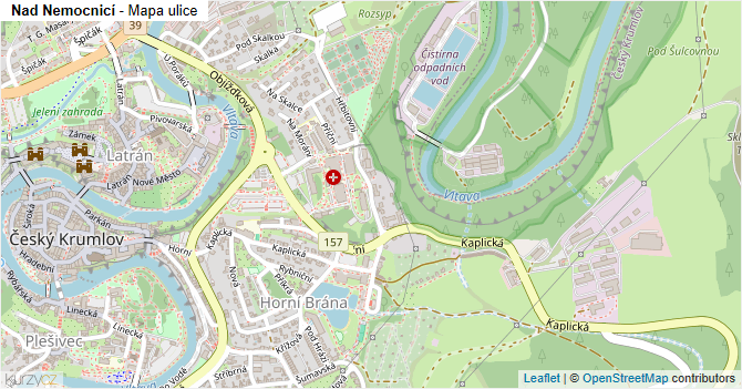 Nad Nemocnicí - mapa ulice