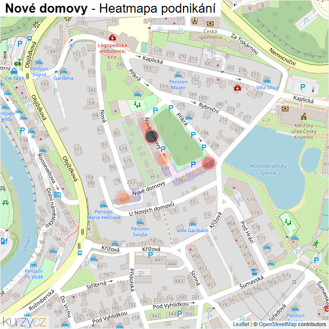 Mapa Nové domovy - Firmy v ulici.