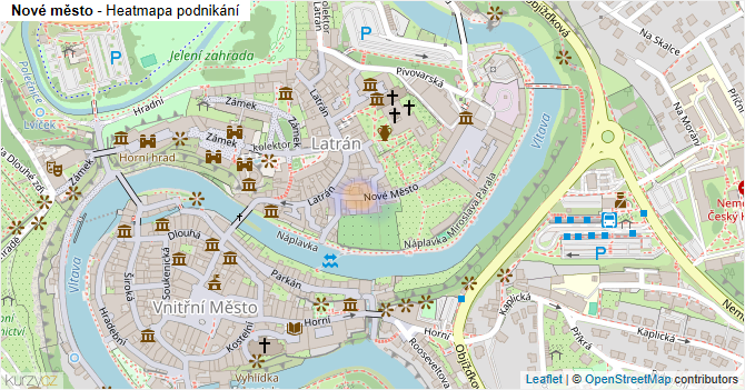Nové město - mapa podnikání
