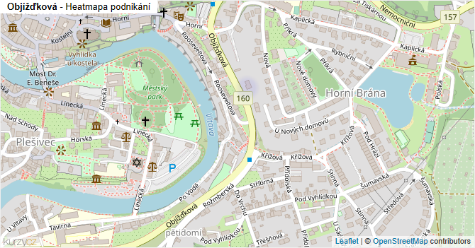 Objížďková - mapa podnikání