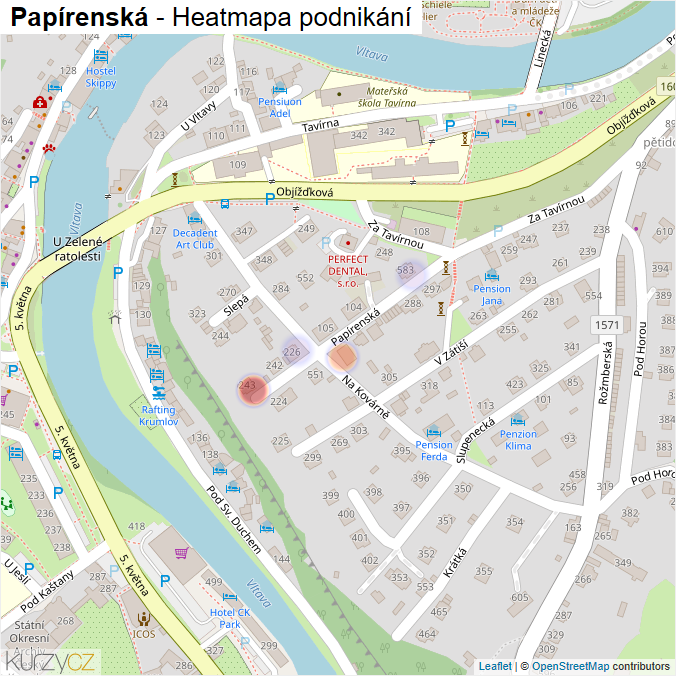 Mapa Papírenská - Firmy v ulici.