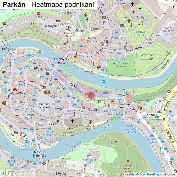 Mapa Parkán - Firmy v ulici.