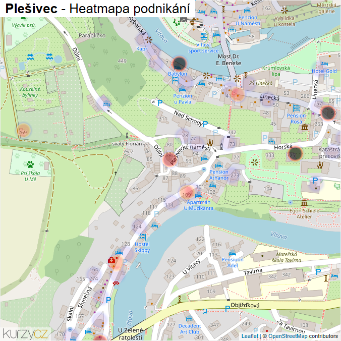 Mapa Plešivec - Firmy v části obce.