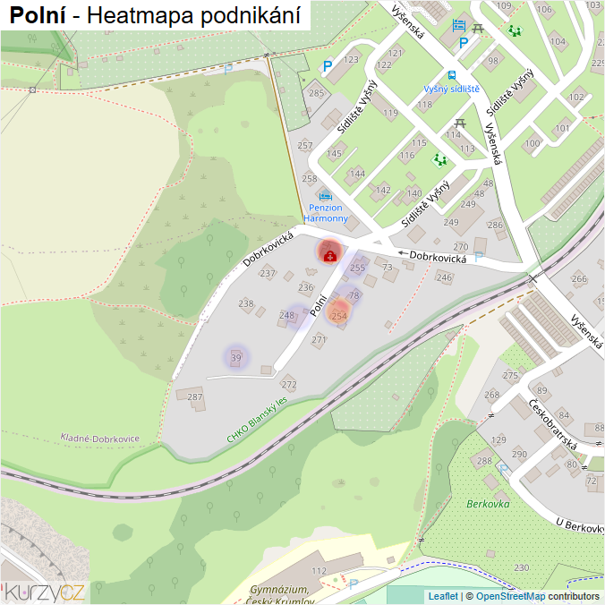 Mapa Polní - Firmy v ulici.