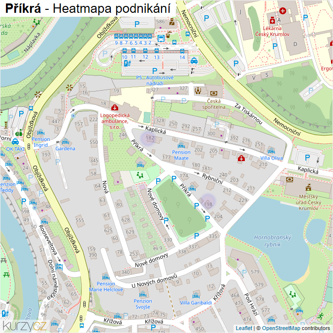Mapa Příkrá - Firmy v ulici.