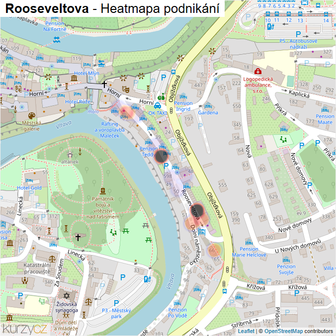 Mapa Rooseveltova - Firmy v ulici.