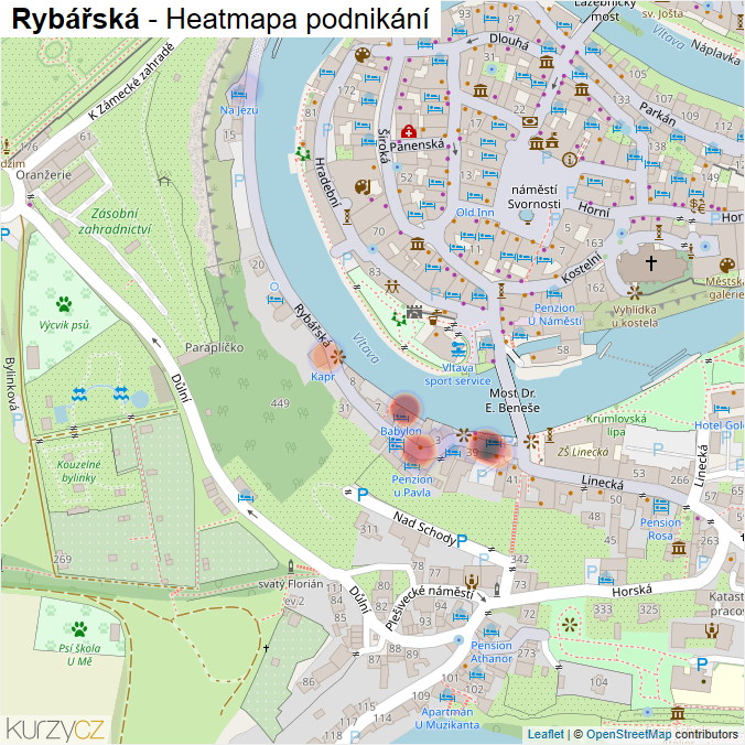 Mapa Rybářská - Firmy v ulici.