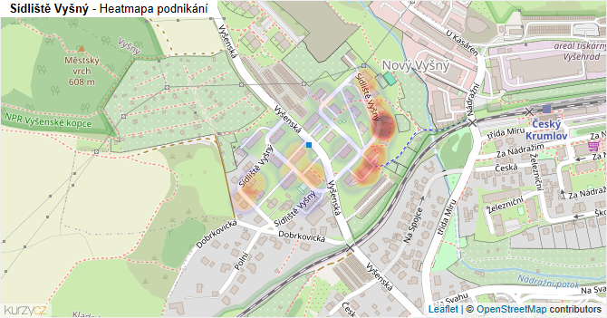 Sídliště Vyšný - mapa podnikání