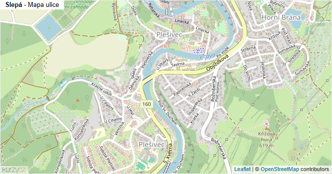 Slepá - mapa ulice