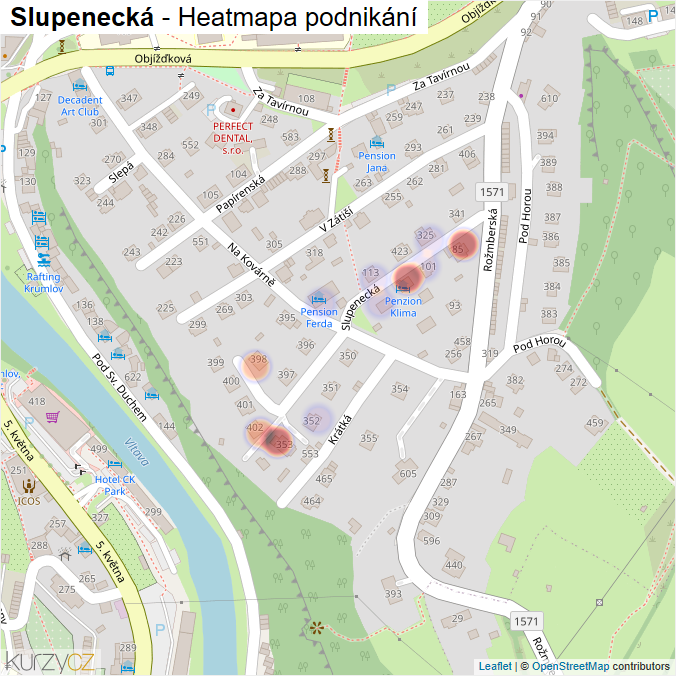 Mapa Slupenecká - Firmy v ulici.