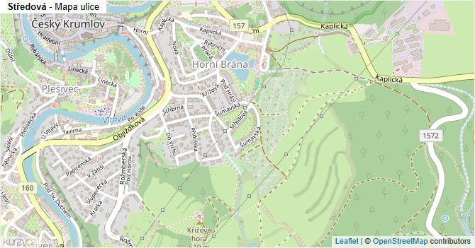 Středová - mapa ulice