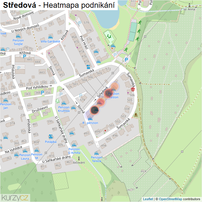 Mapa Středová - Firmy v ulici.