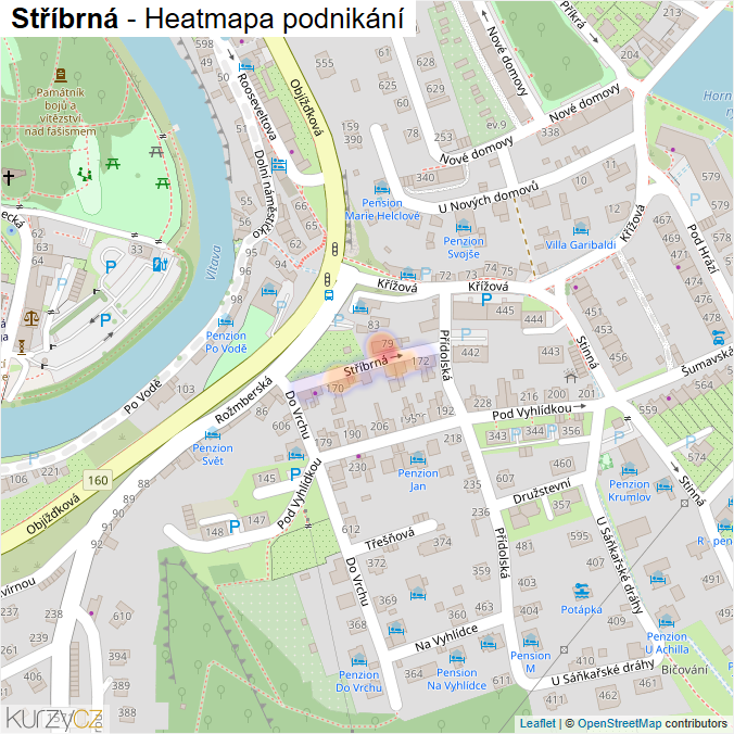 Mapa Stříbrná - Firmy v ulici.