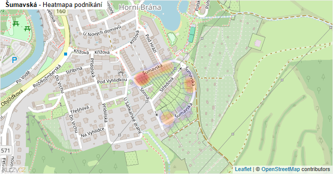 Šumavská - mapa podnikání