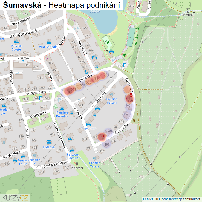 Mapa Šumavská - Firmy v ulici.