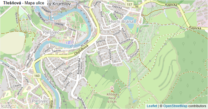 Třešňová - mapa ulice