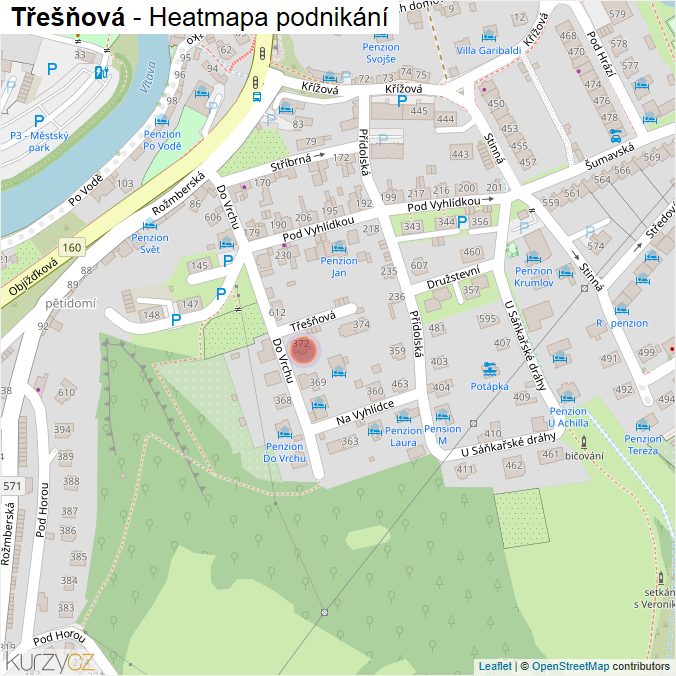 Mapa Třešňová - Firmy v ulici.