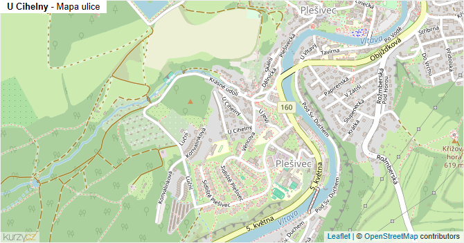 U Cihelny - mapa ulice