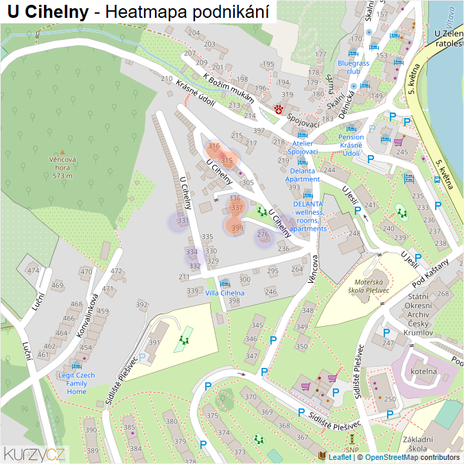 Mapa U Cihelny - Firmy v ulici.