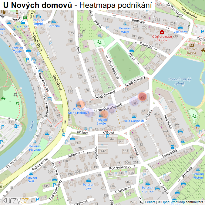 Mapa U Nových domovů - Firmy v ulici.