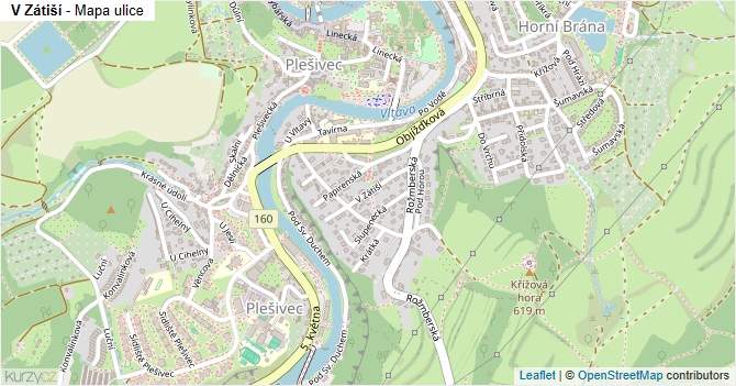 V Zátiší - mapa ulice