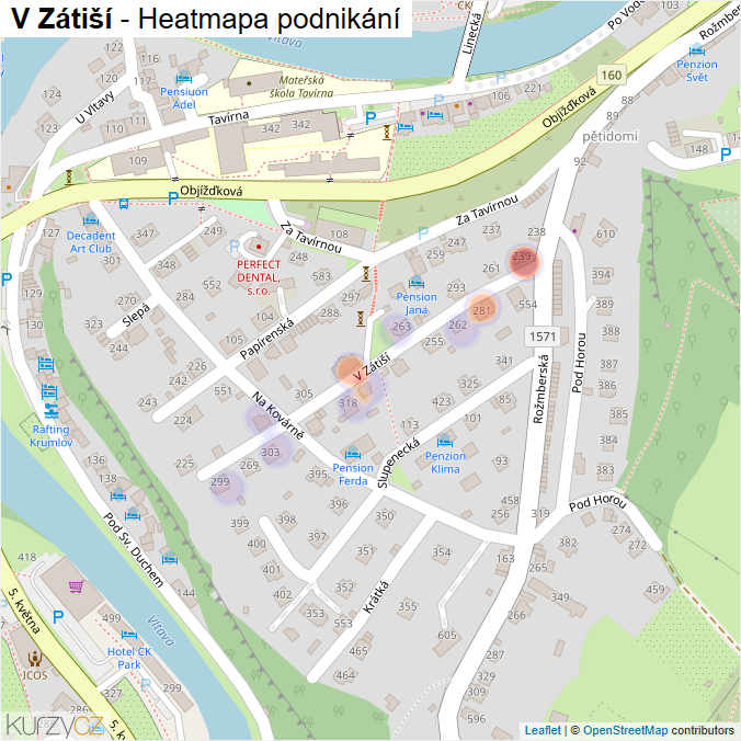 Mapa V Zátiší - Firmy v ulici.