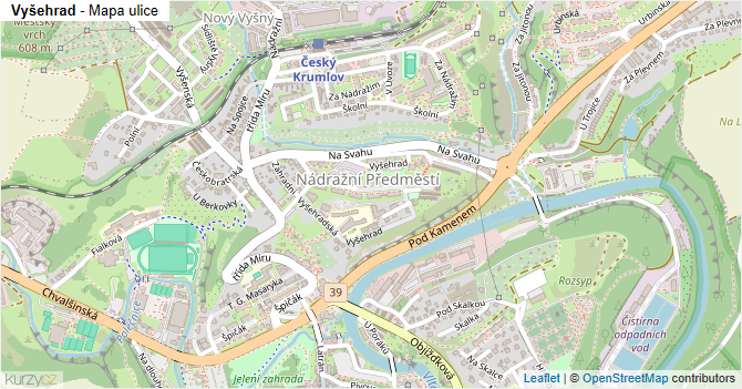 Vyšehrad - mapa ulice