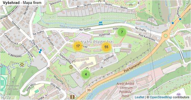 Vyšehrad - mapa firem