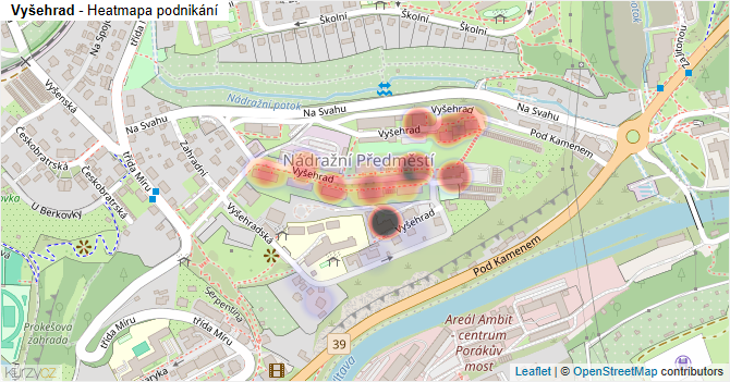 Vyšehrad - mapa podnikání