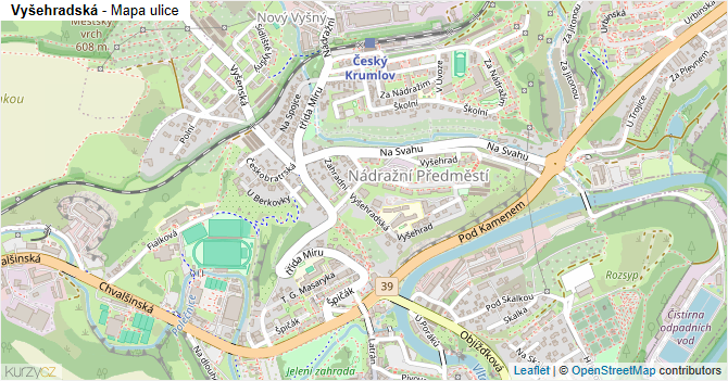 Vyšehradská - mapa ulice