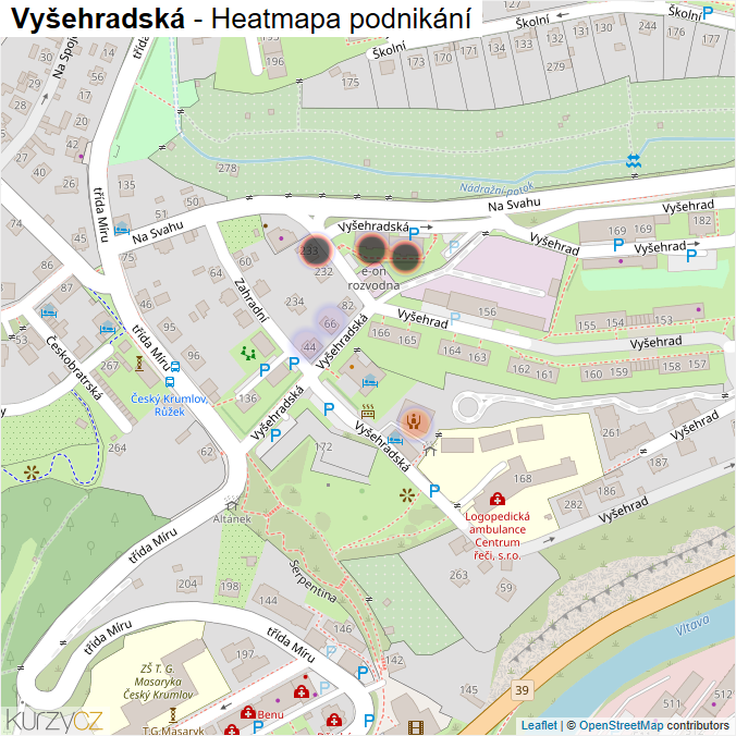 Mapa Vyšehradská - Firmy v ulici.