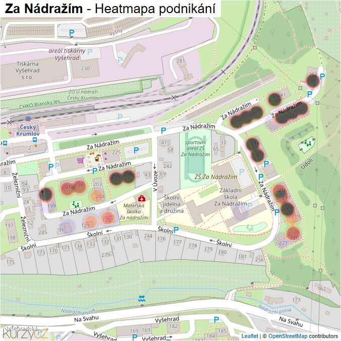 Mapa Za Nádražím - Firmy v ulici.
