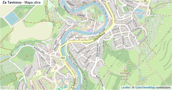 Za Tavírnou - mapa ulice