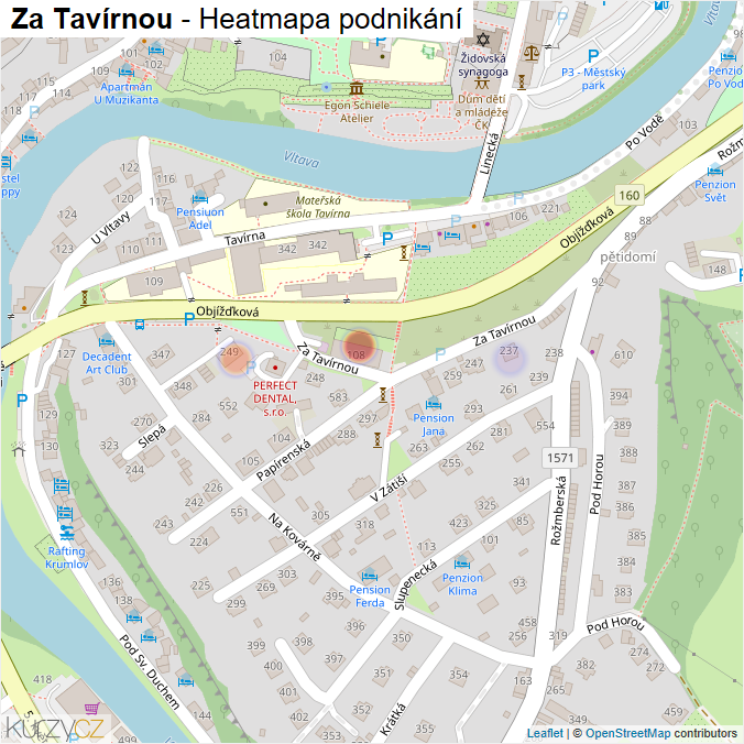Mapa Za Tavírnou - Firmy v ulici.